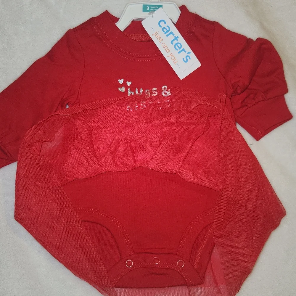 Carter's Baby 3 Months,  Pink and Red, Valenteins Outfits, Tutu And Matching Set
